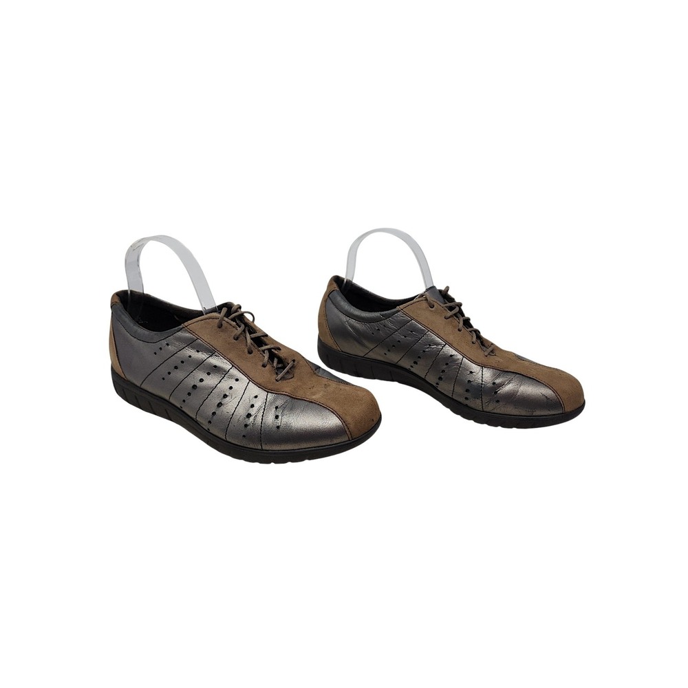 Munro Sport Sneaker 9.5 Women Tori Oxford Pewter Brown Leather Suede Comfort USA - Picture 1 of 13